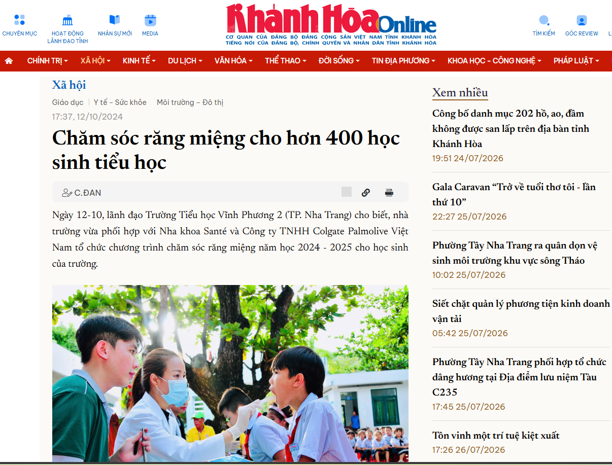 Nha Khoa Santé Chăm sóc răng miệng cho hơn 400 học sinh tiểu học