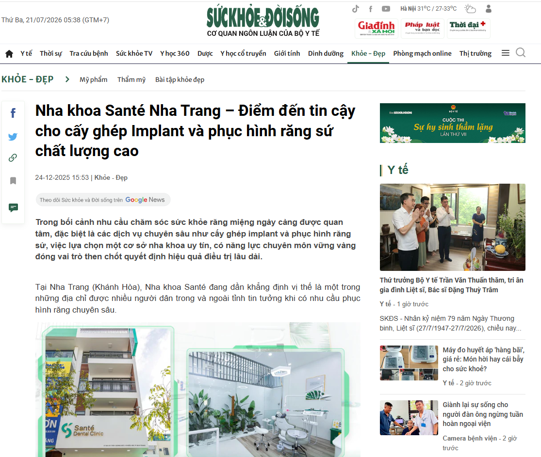 Nha khoa Santé Nha Trang – Điểm đến tin cậy cho cấy ghép Implant và phục hình răng sứ chất lượng cao